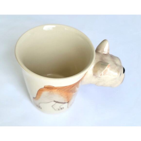 French Bulldog Dog White Coffee Mug Porcelain Hand Painted 3D Animal Shaped - Picture 4 of 8